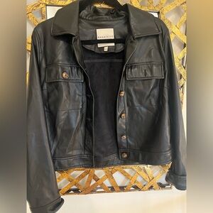 Bagatelle Black Leather Button-Up Jacket